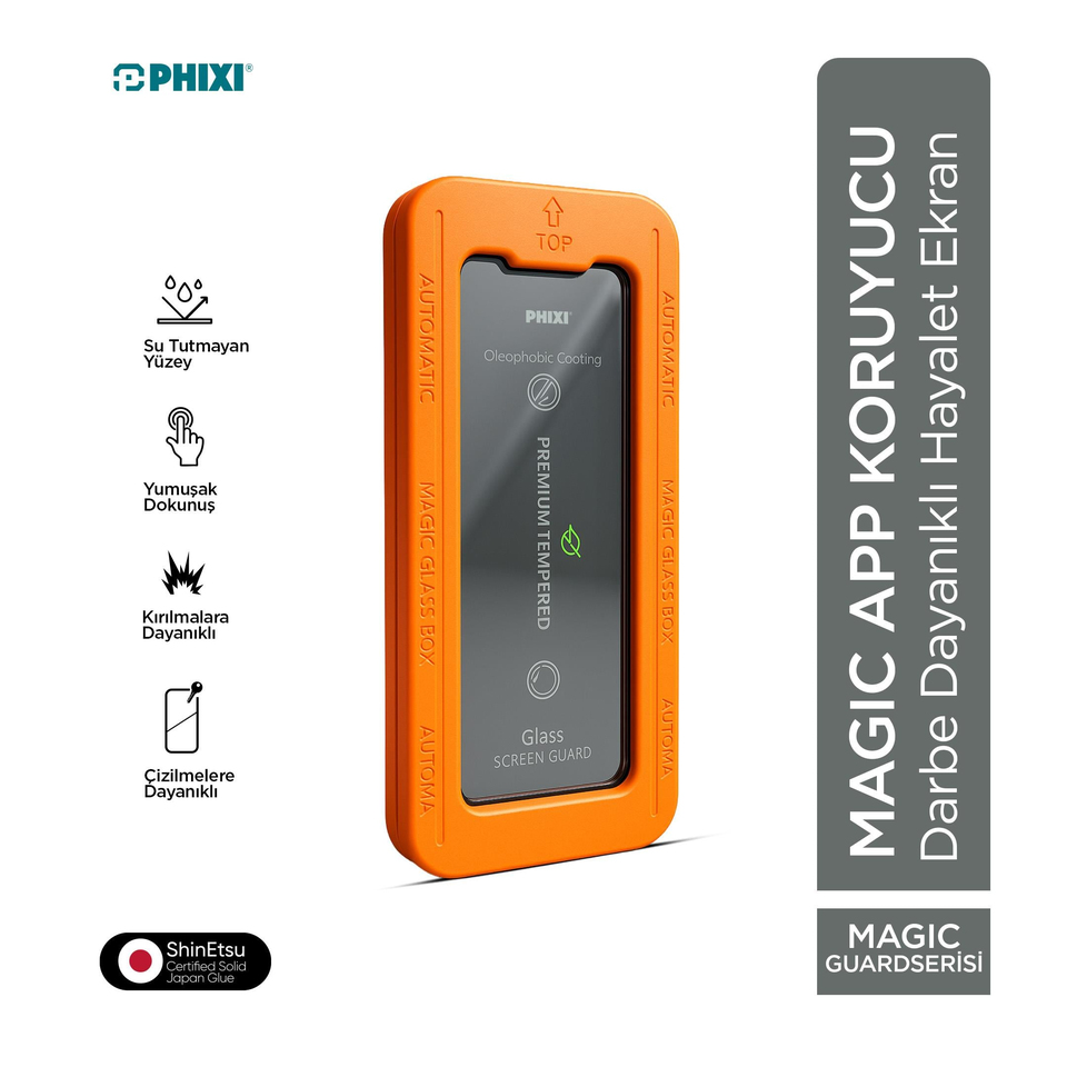 Phixi iPhone 14 Pro Max MagicApp Hayalet Cam Aparatlı Gizlilik Ekran Koruyucu – Maksimum Koruma ve Gizlilik