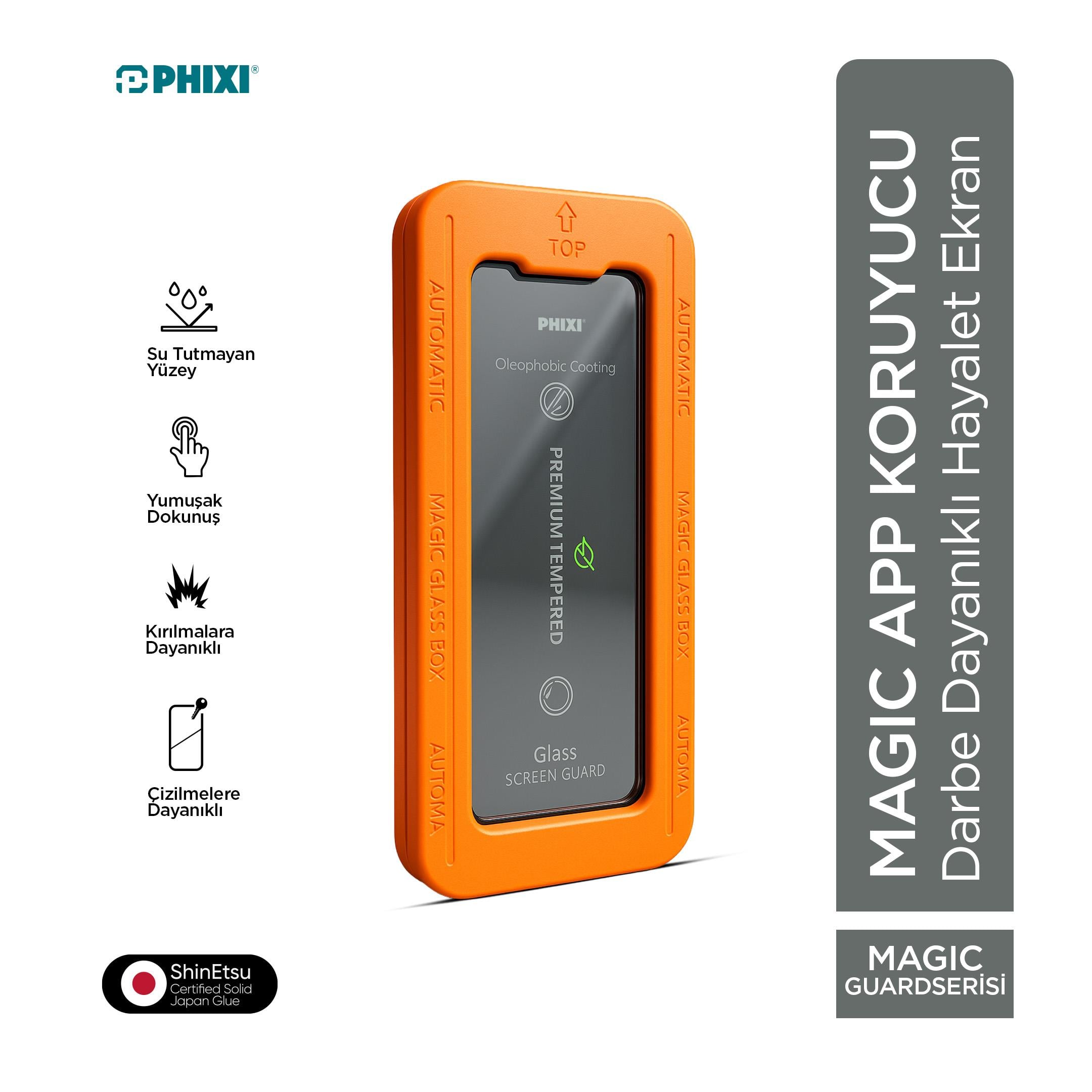 Phixi iPhone 15 Pro Max MagicApp Hayalet Cam Aparatlı Gizlilik Ekran Koruyucu – Maksimum Koruma ve Gizlilik