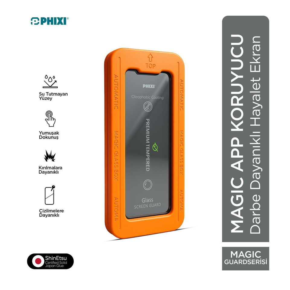 Phixi iPhone 17 Pro Max MagicApp Hayalet Cam Aparatlı Gizlilik Ekran Koruyucu – Maksimum Koruma ve Gizlilik