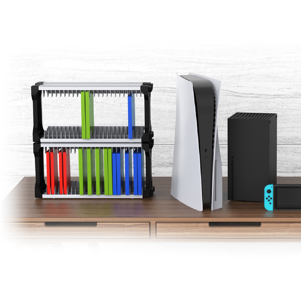 HEPU TY-2847 Oyun Aksesuarları Saklama Standı – 36 Disk Kapasiteli + Gamepad Kulaklık Askılı