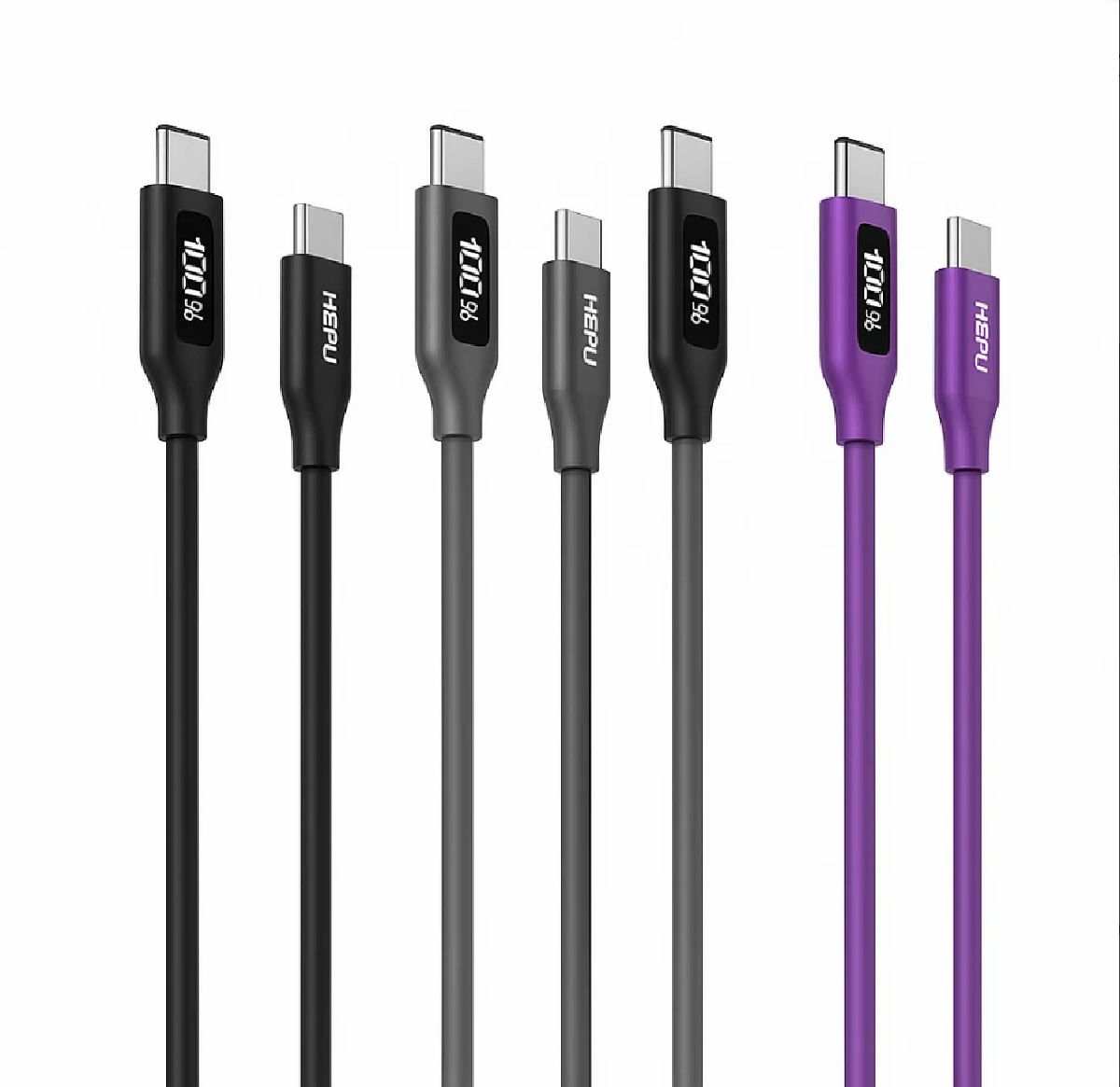 HEPU HP-200 Type-C to Type-C Kablo – 100W Süper Hızlı Şarj + LED Göstergeli (2 Metre)