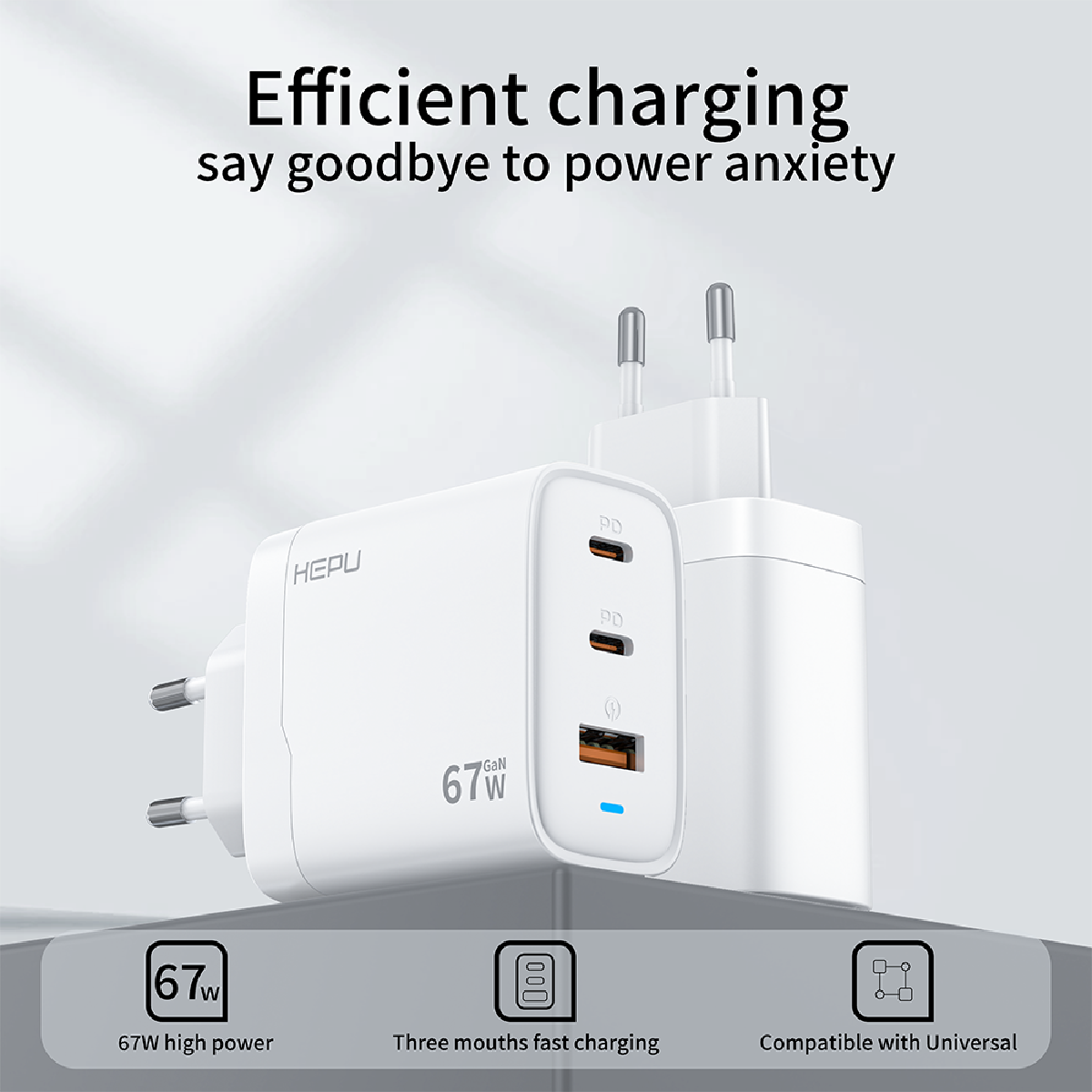 HEPU HP-C32 67W USB-C GaN Güç Adaptörü –Type-C Kablo Dahildir