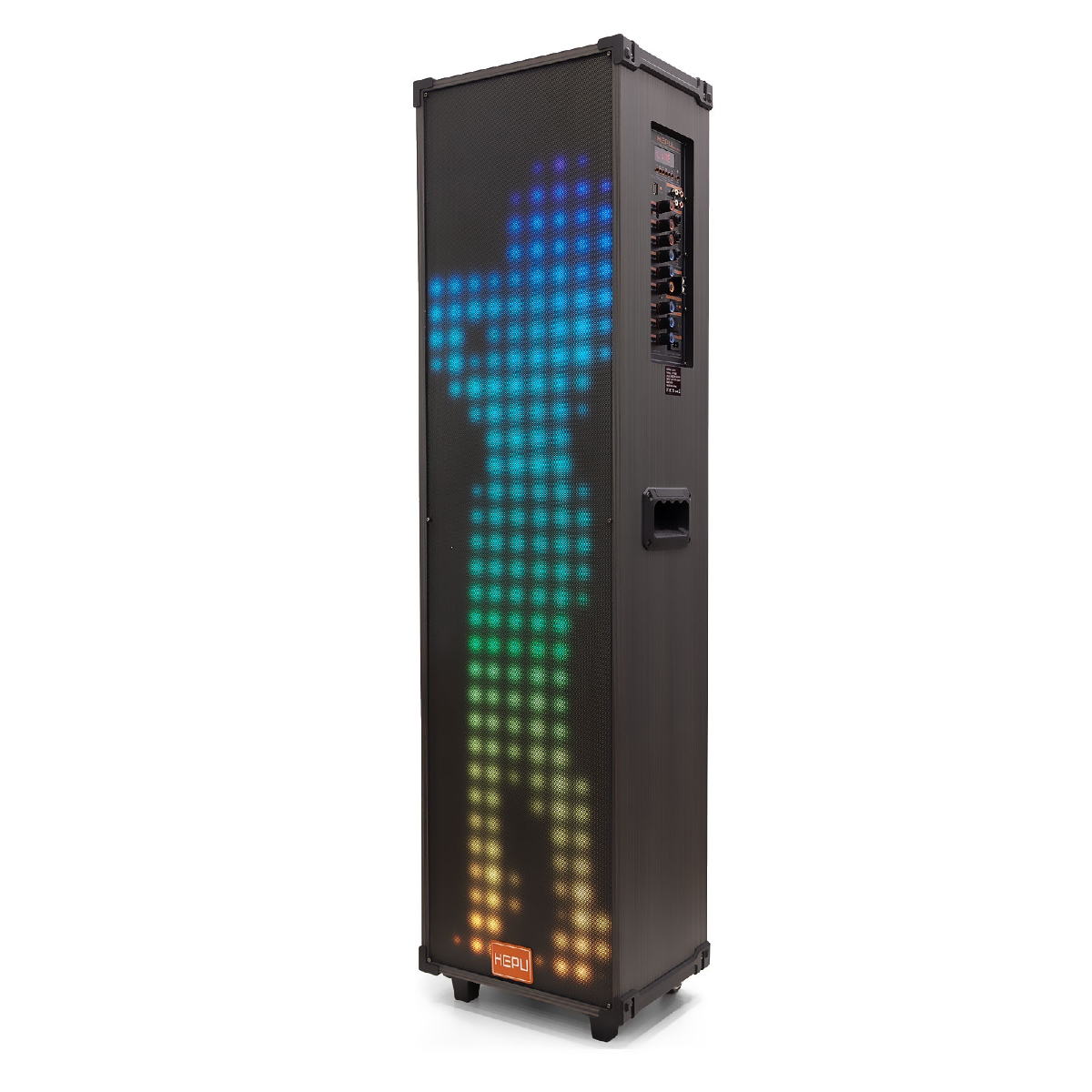 Hepu hp 934 Taşınabilir Kule Tipi Ahşap Bluetooth Parti Hoparlörü 3*10 inc 80w Süper Bass