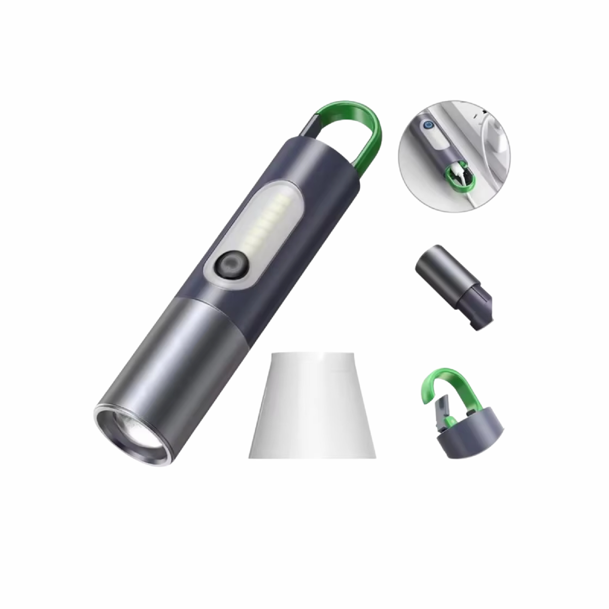 HEPU HP-836 Su Geçirmez Uzun Menzilli LED El Feneri – 5730 LED, 5V USB Şarjlı, Taşınabilir Askılı Tasarım