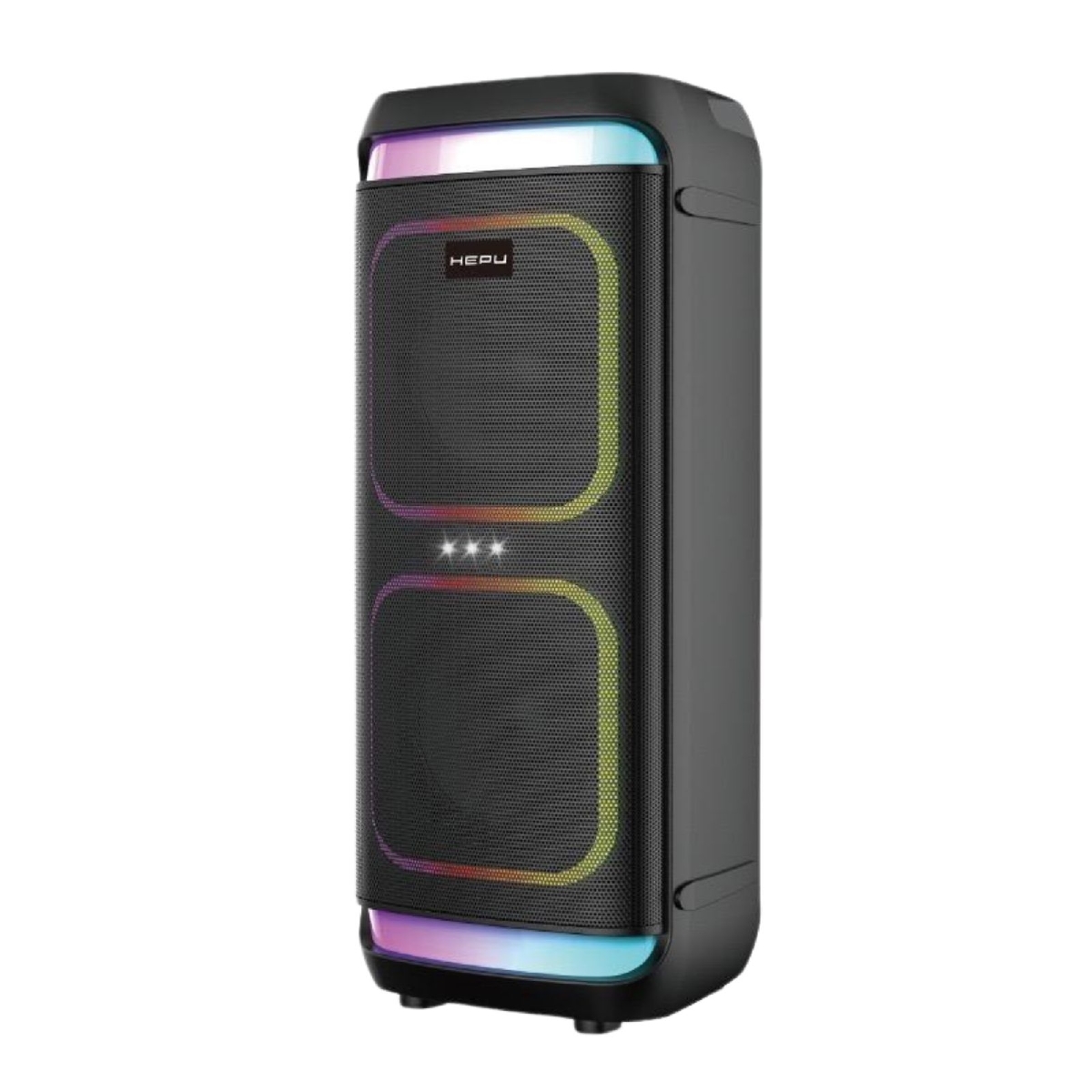 HEPU HP-986 Partybox Bluetooth Hoparlör – 2×8” Hoparlör, 24W Güç, RGB Işık, TWS Destekli