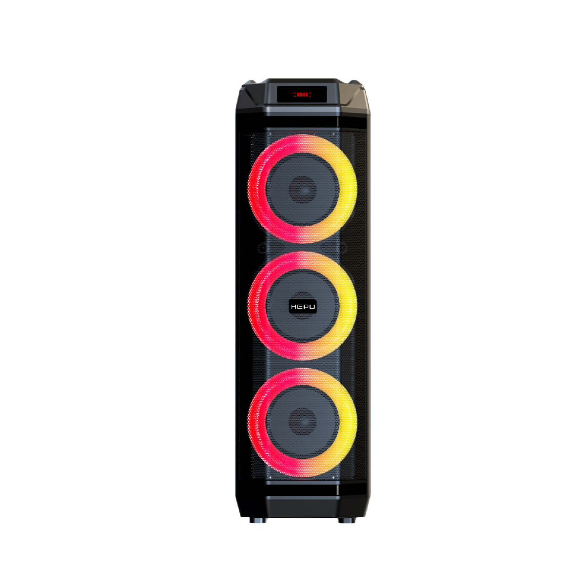 HEPU HP-982 Partybox Bluetooth Hoparlör – 3×8” Hoparlör, 30W Güç, RGB Işık, TWS Destekli