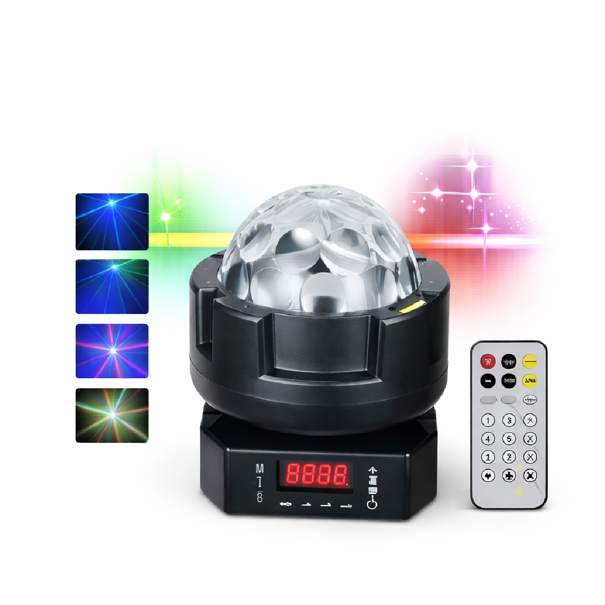 HEPU FB-1300 Lotus Lantern 3’ü 1 Arada RGB Efekt Işığı – Ses Kontrollü, Uzaktan Kumandalı