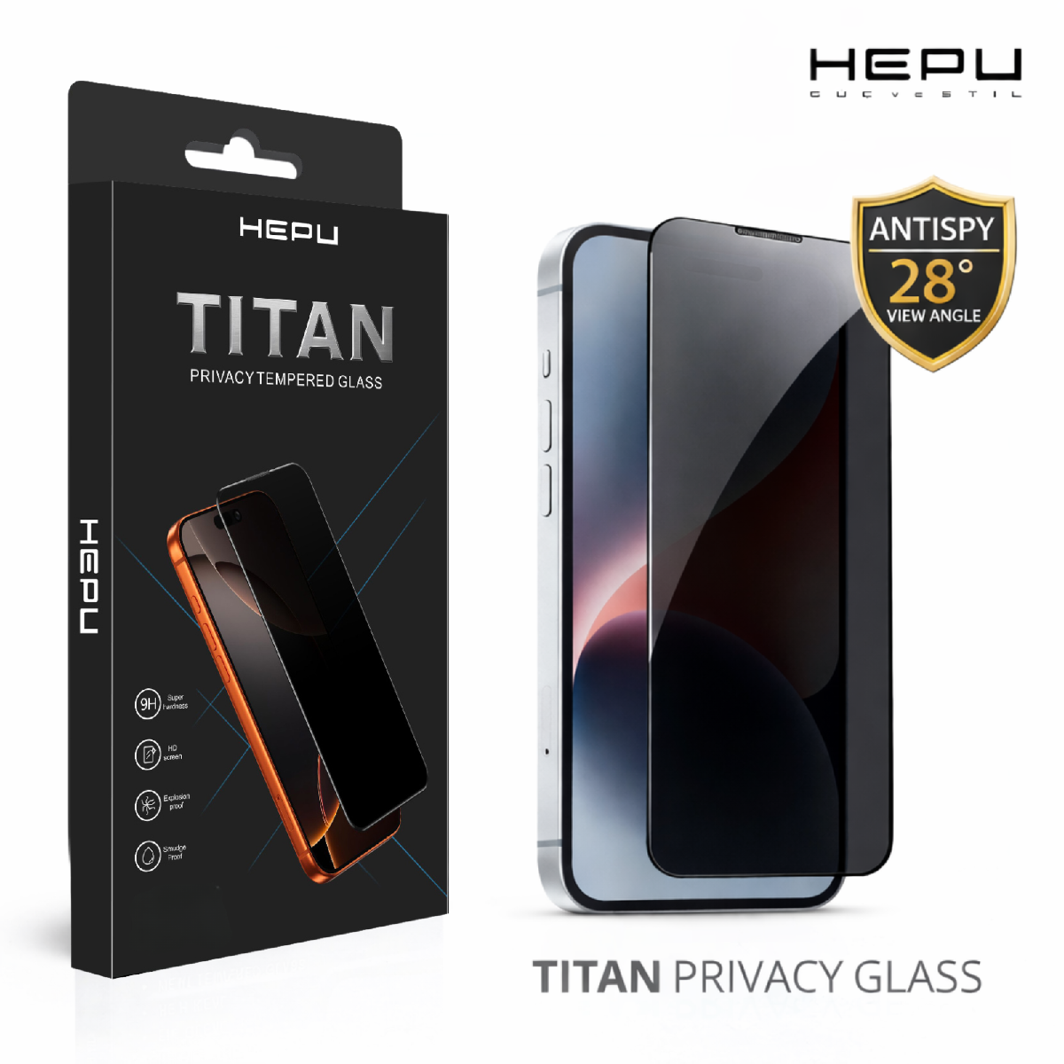 HEPU TITAN Privacy Cam Ekran Koruyucu – iPhone 15 Pro Uyumlu