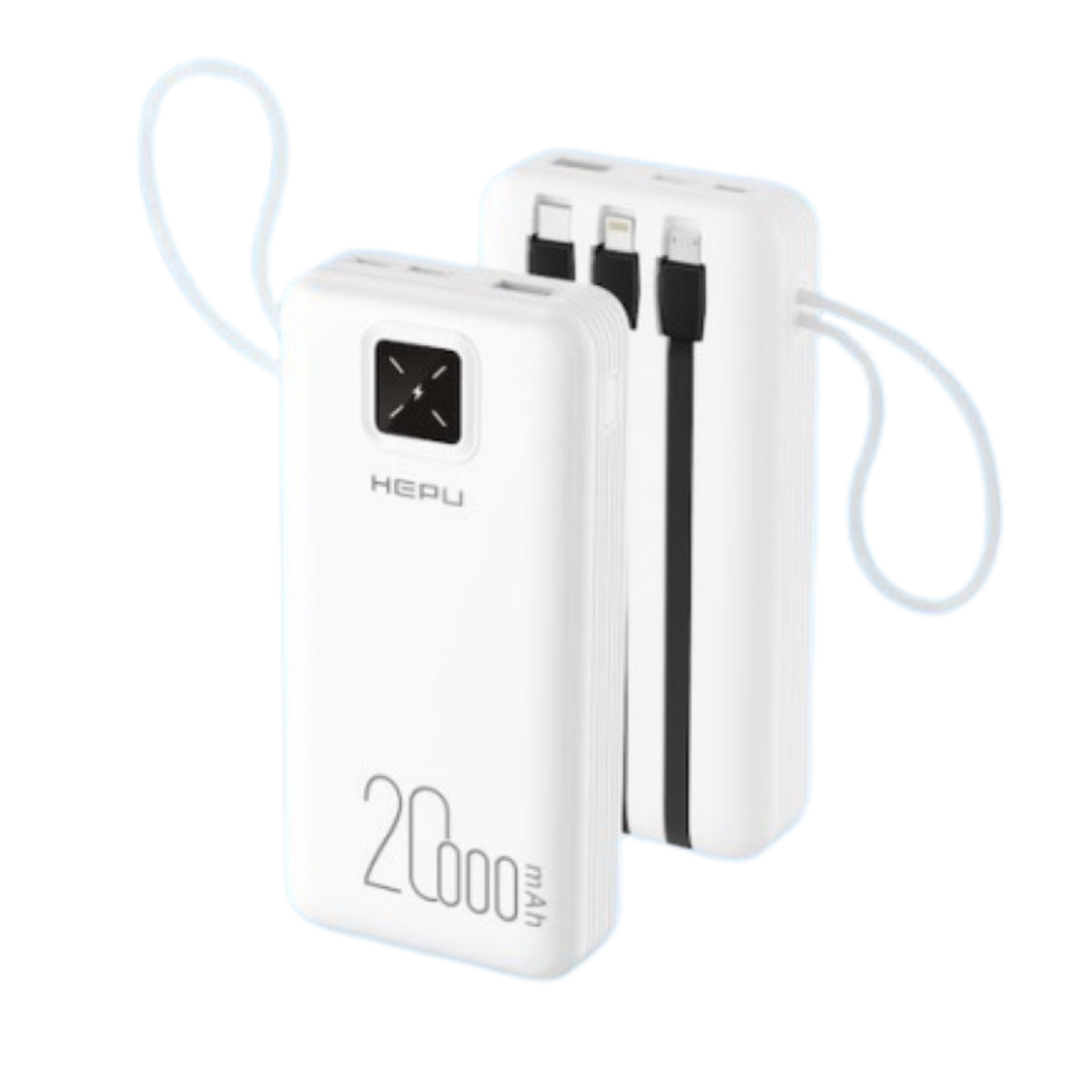 HEPU HP-246 Powerbank – 20.000 mAh, Dahili Çoklu Kablolu, Dijital Göstergeli